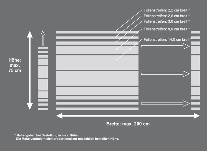 Skizzenansicht Sichtschutzfolie für Duschkabinen - Mattfolie