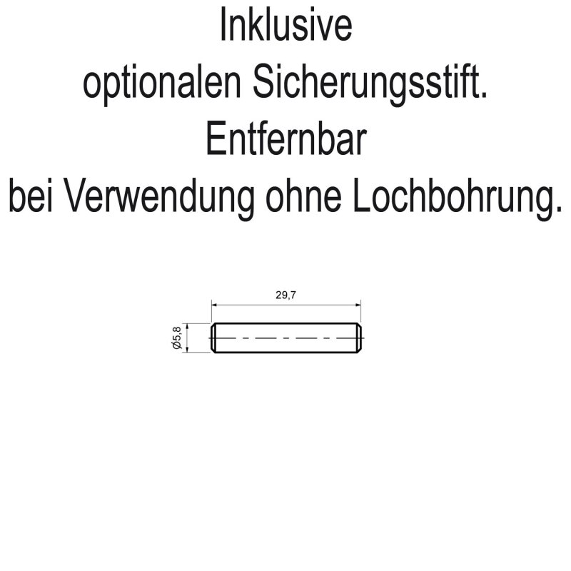 Skizze Sicherungsstift für Glashalter / Glasklemme