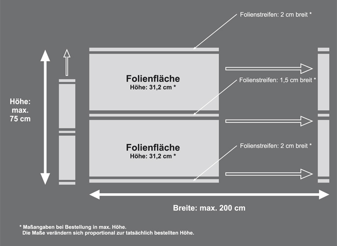 Skizzenansicht Sichtschutzfolie für Duschkabinen - Mattfolie