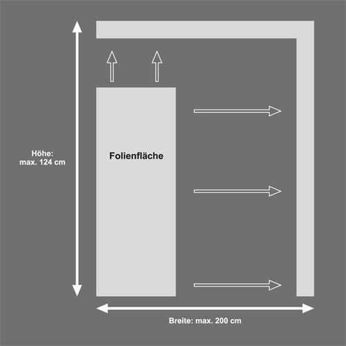Skizzenansicht vollflächige Verklebung - Mattfolie