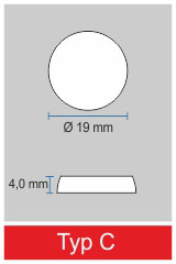 Typ C - Bumpons - Gummiabstandhalter aus farblos-transparenten Kunststoff