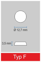 Typ F - Bumpons - Gummiabstandhalter aus farblos-transparenten Kunststoff