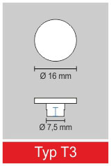 Typ T3 - s - Gummi-Aufleger mit Fuß aus farblos-transparenten Kunststoff
