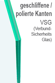 Ansichtbild geschliffene / polierte Glaskanten VSG