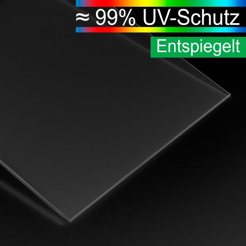 Artglass UV99 Protect. Entspiegeltes Bilderglas. "Museumsglas", Stärke 4,38 mm 