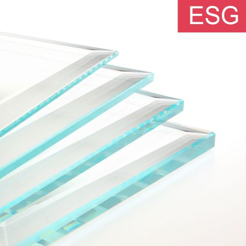 OptiWhite-Glas (Supertransparent) mit Facettenschliff als ESG - Sicherheitsglas 