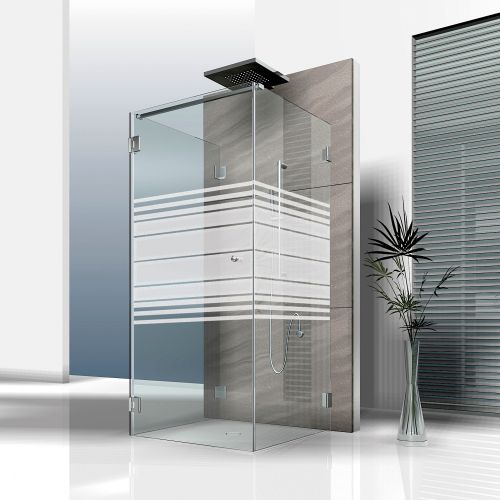 Mattfolie, Streifenmuster 02 zur partiellen Gestaltung von Duschkabinen 