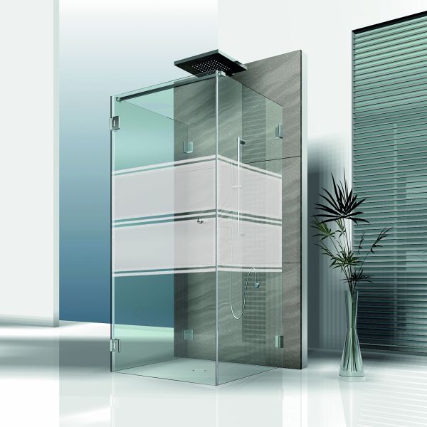 Mattfolie, Streifenmuster 01 zur partiellen Gestaltung von Duschkabinen   