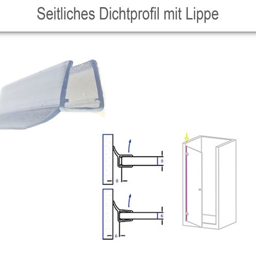 Seitliches Dichtprofil mit Lippe 135°. PVC transparent.  Vorschaubild #2